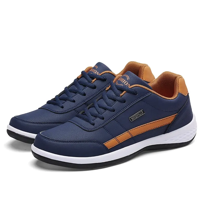 New Fashion Leather Men Shoes Breathable Lace Up Trend Mens Casual Shoes Non-Slip Sneakers Men Vulcanized Shoes Chaussure Homme
