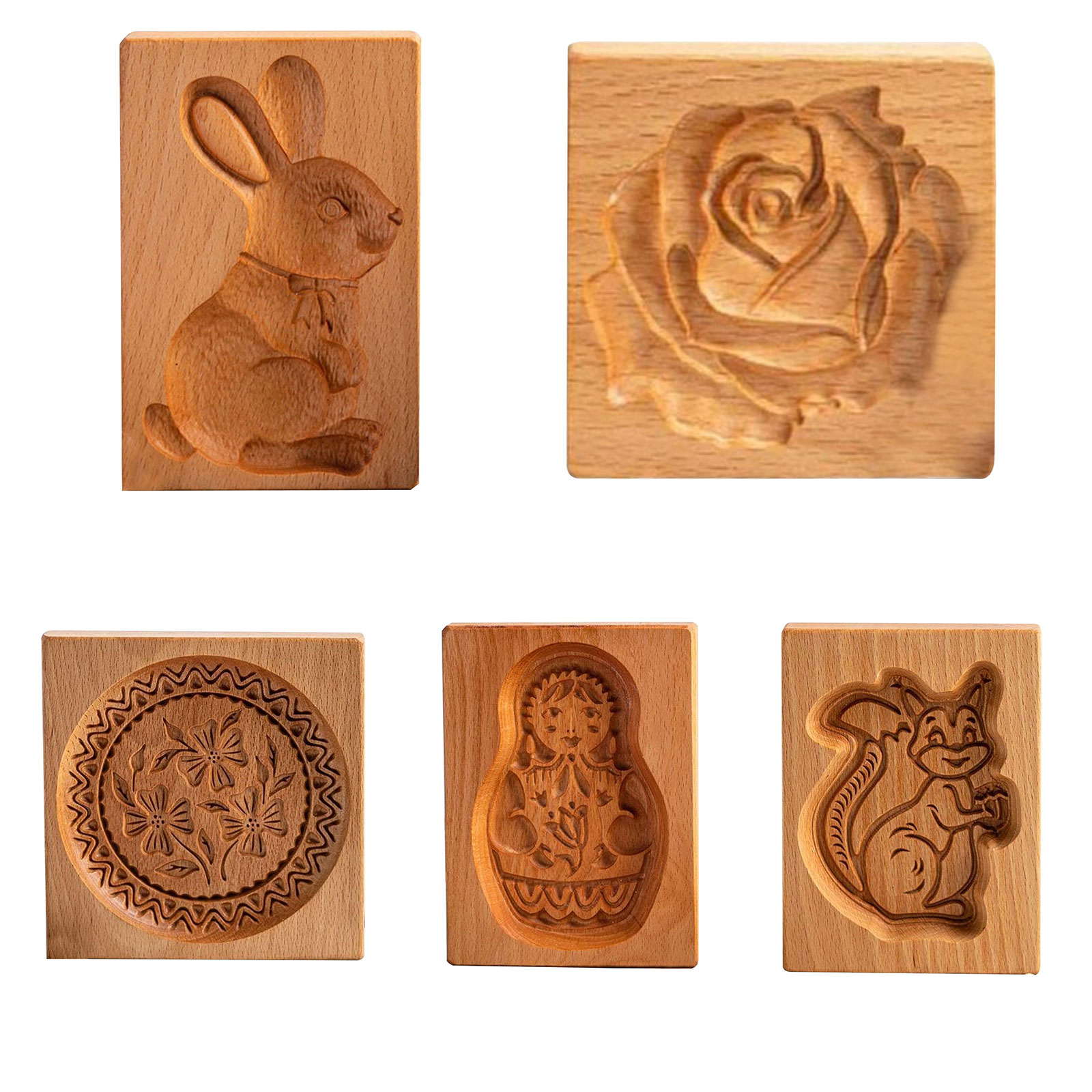 

Carved Wooden Cookie Mold Kitchen 3D Embossed Cake Baking Moulds Decor, Squirrel, 501 Original