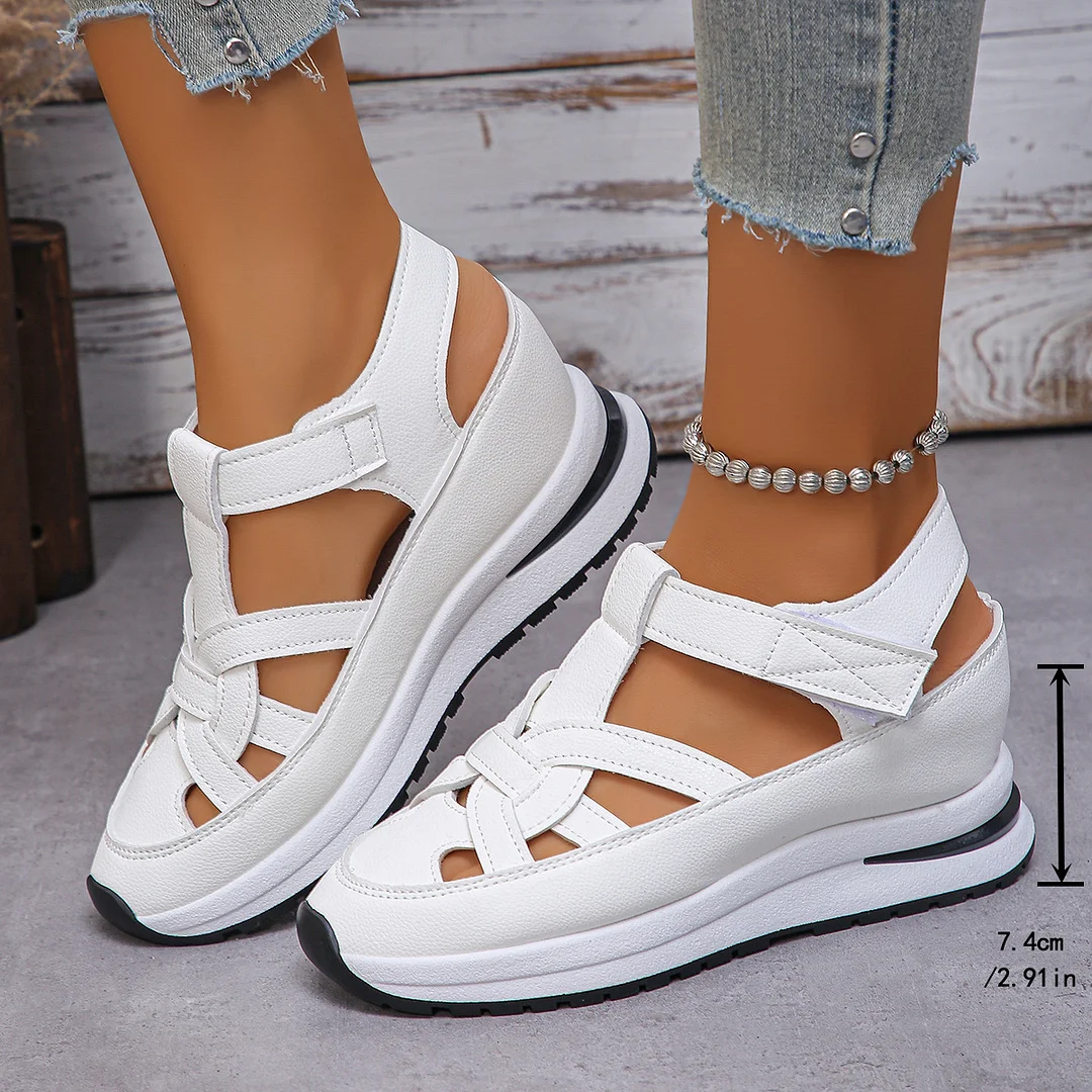 Yyvonne Sandals Women 2025 Spring New Slope And Roman Magic Sticker Women's Shoes Thick-Soled Casual Shoes