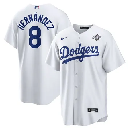Youth Los Angeles Dodgers #8 Enrique Hernandez  White 2025 World Series Home Replica Player Jersey