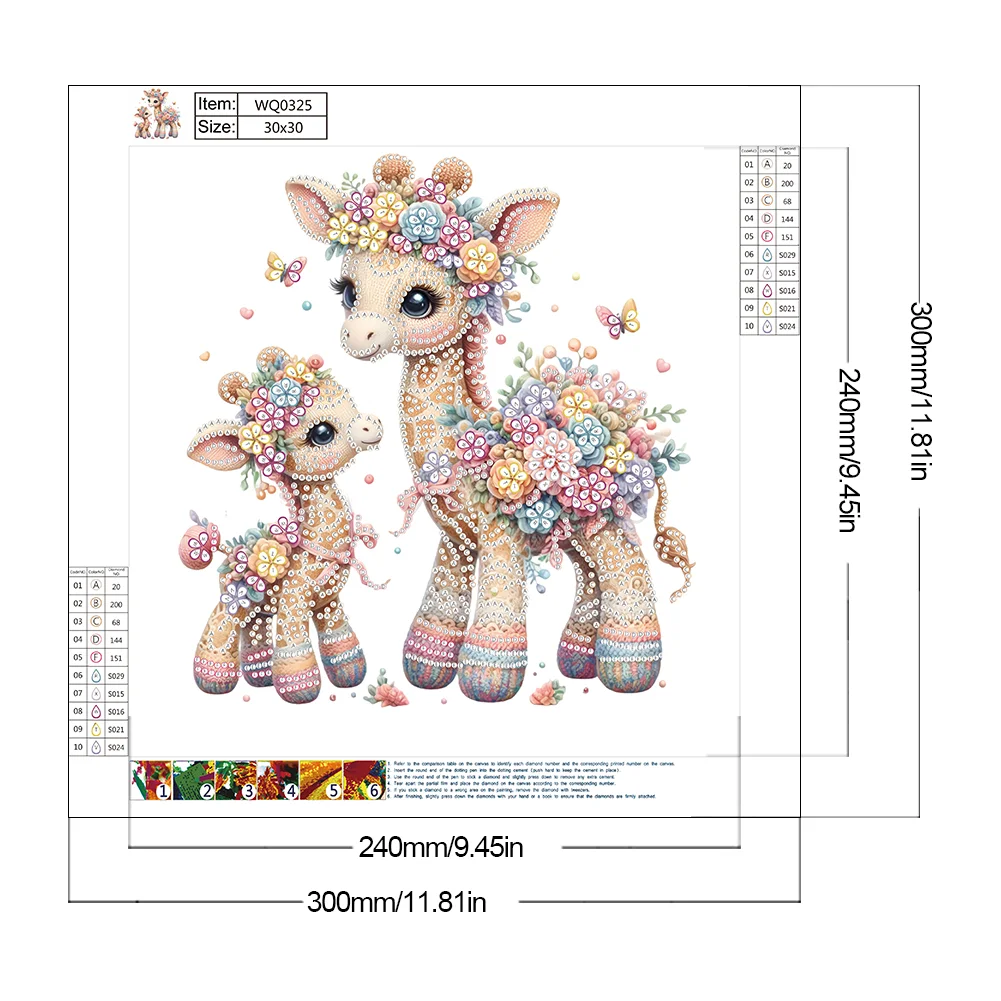 Diamond Painting - Partial Special Shaped Drill - Giraffe(Canvas|30*30cm)