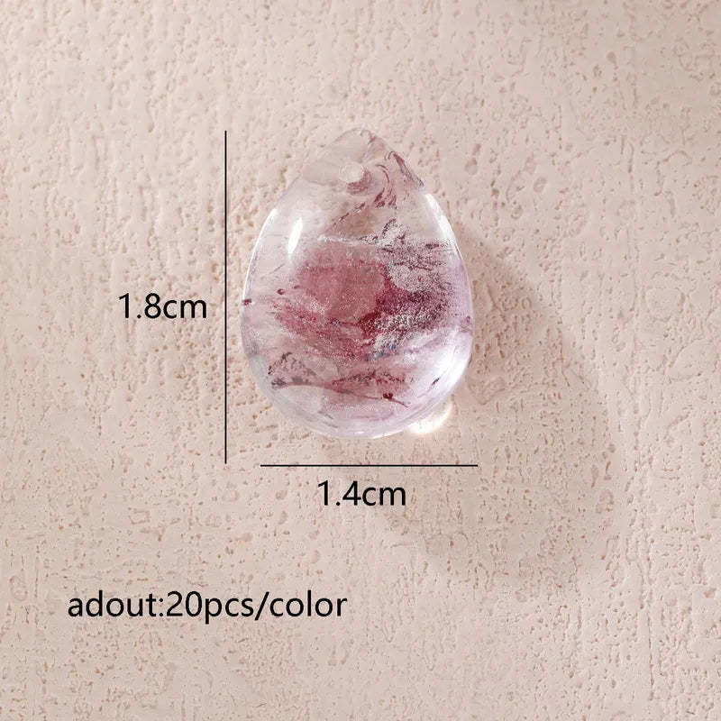 10 PCS/Package Hole 1~1.9mm Glass Round Water Droplets Rhombus Pendant Beads