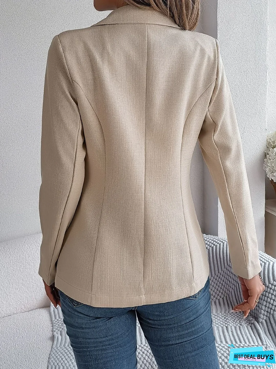 Decorative Pocket Flap Lapel Collar Long Sleeve Blazer