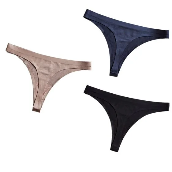 3pcs Seamless Thong Panties Sexy Briefs Solid Soft Thin Thongs Women Underwear Panties for Female Ladies Panty G String Lingerie