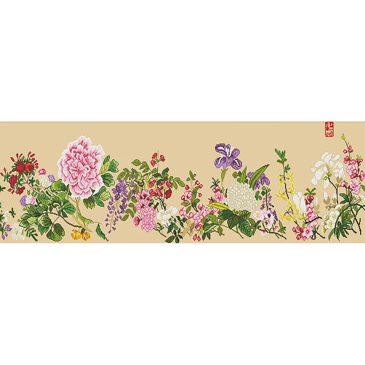【Mona Lisa Brand】Flower 11CT Stamped Cross Stitch 160*50CM