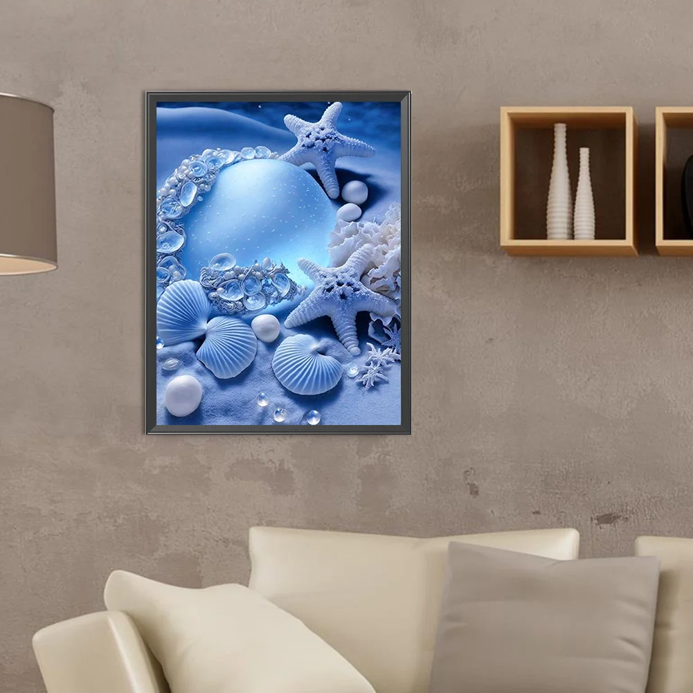 Diamond Painting - Full Round Drill - Coastal Blue Shell(Canvas|30*40cm)
