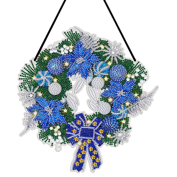 25cm DIY Christmas Wreath Art Crafts Acylic Crystal Rhinestone for Advent Season(Single Side Drill)