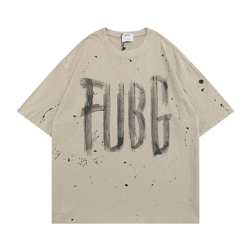 Hip Hop Graffiti Letter Printed Short Sleeve T-shirt