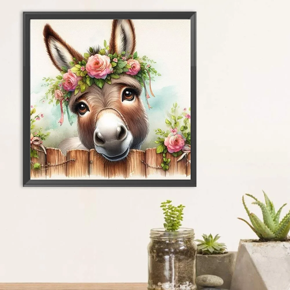 Diamond Painting - Full Round Drill - Flower Donkey(Canvas|30*30cm)