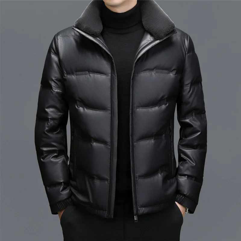 Men's Sheepskin Down Jacket Real Leather Jacket