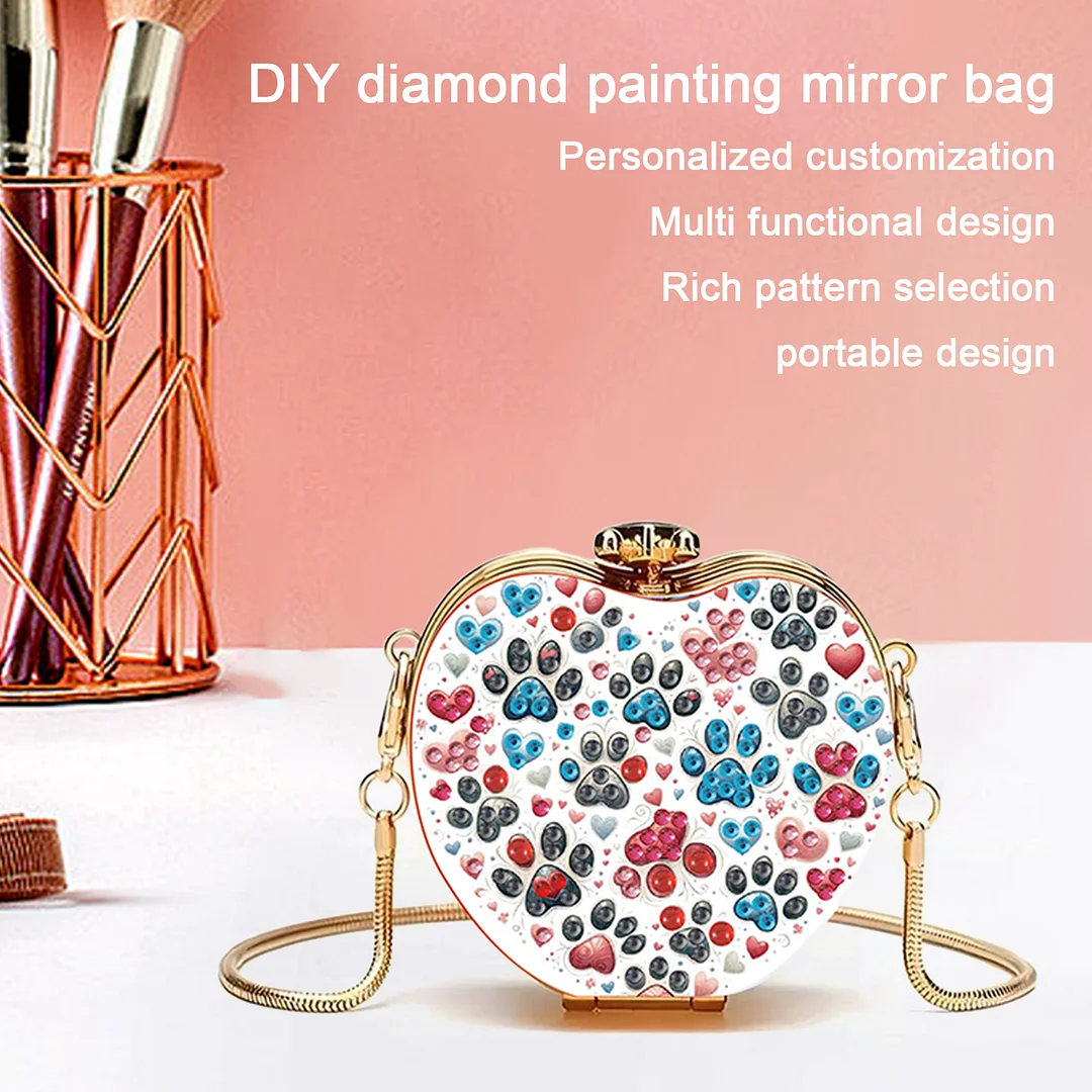 Cat Paw DIY Acrylic Love Art Diamond Painting Coin Purse with Chain for Women