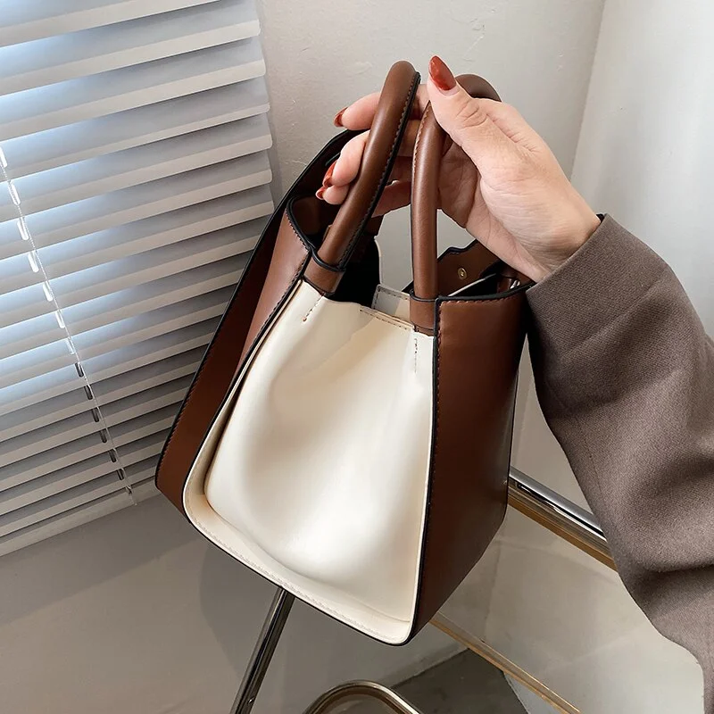 էѧӧܧ Fashion Buckets Bag Women Designer Wide Handle Handbags Luxury Pu Leather Shoulder Crossbody Bag Lady Tote Purses