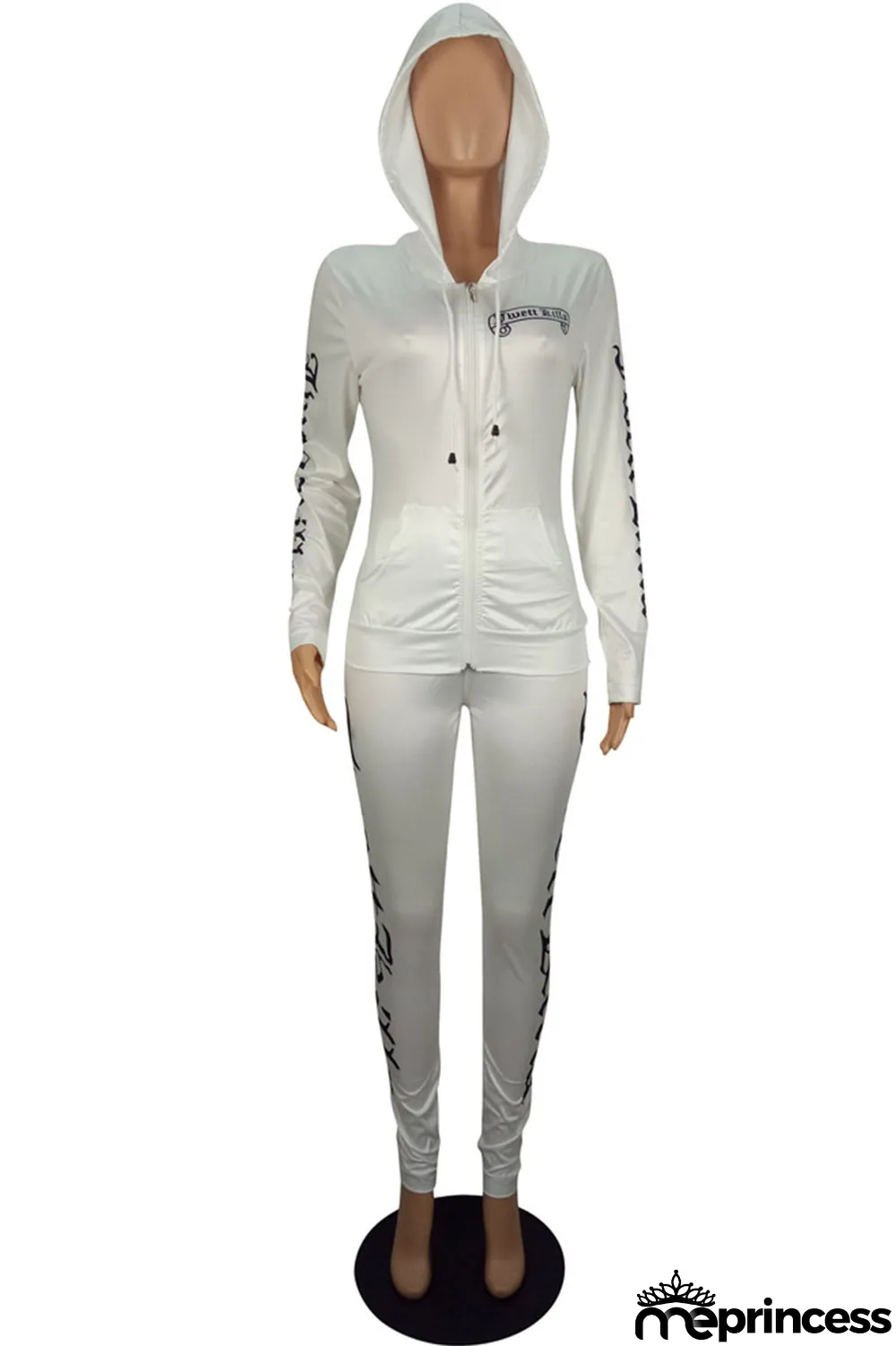 Red Fashion Sportswear Print Split Joint Hooded Collar Long Sleeve Two Pieces