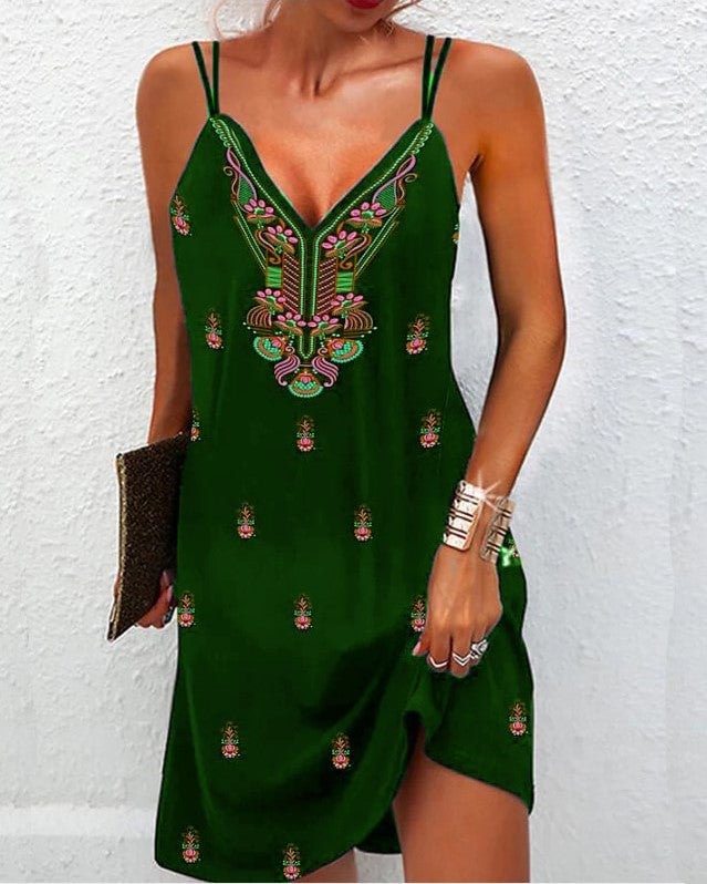 Women's Summer Sleeveless Vintage Printed Dresses shopify LILYELF