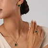 Classic Green Zircon 18K Golden Ring Earrings Necklace