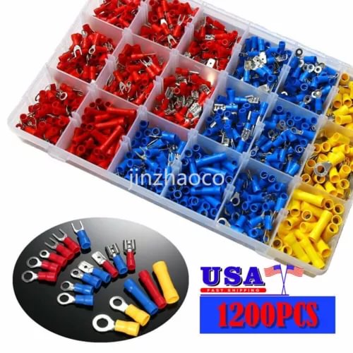 pornhint Pornhint 1200pcs Insulated Wire Cable Crimp Spade Butt Ring Connector Assortment Kit New