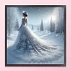 Snow Dress Girl-11CT Stamped Cross Stitch 45*45cm