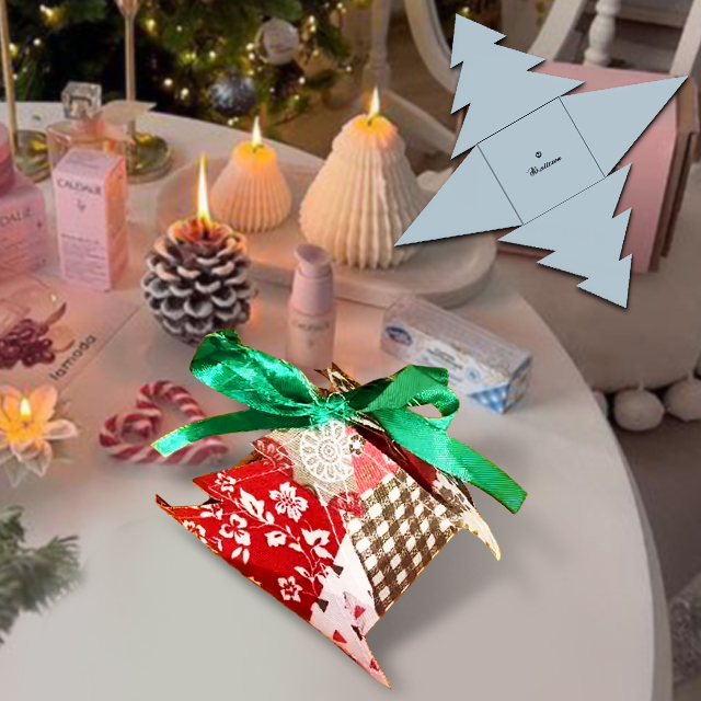 Christmas Tree Gift Box Template Set With Instructions