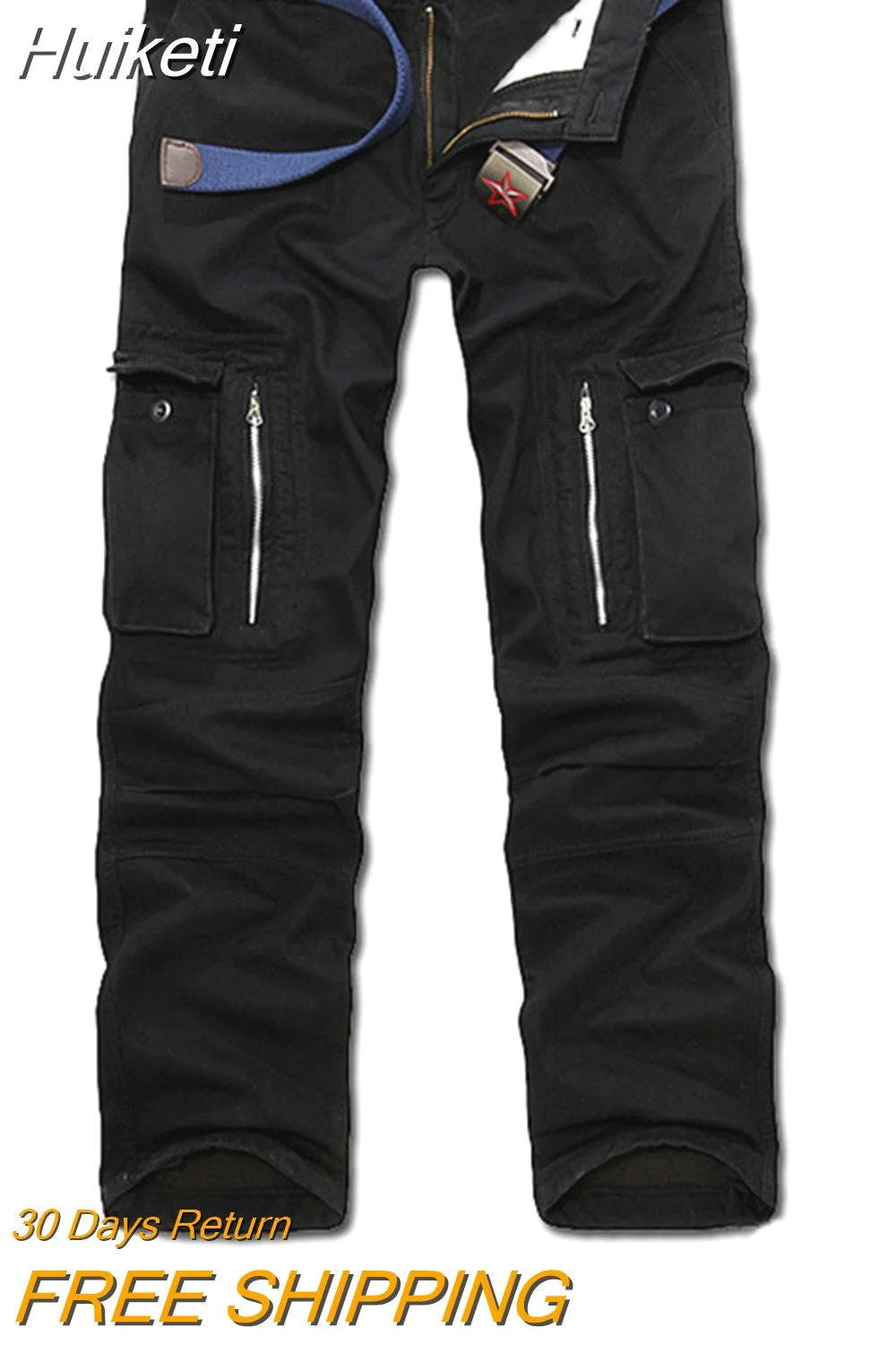 Huiketi Autumn Winter New Men's Casual Overalls Men Multi-pocket Casual Plus Size Pants Male Fashion Military Tactical Trousers