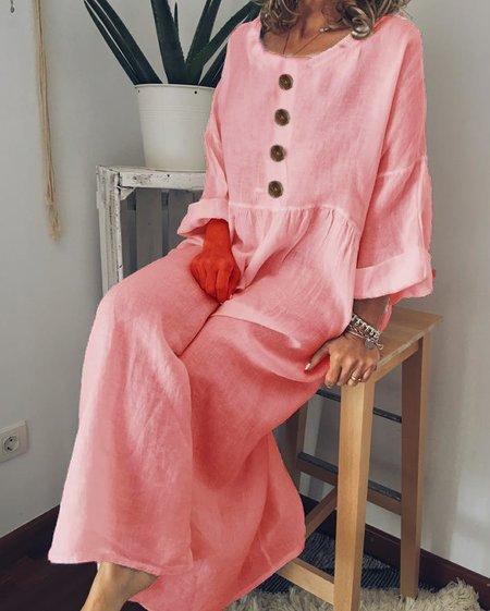 Casual Long Sleeve Cotton-Blend Casualdress