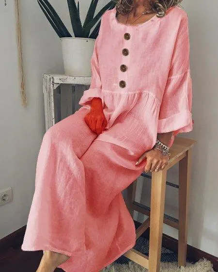 Casual Long Sleeve Cotton-Blend Casualdress