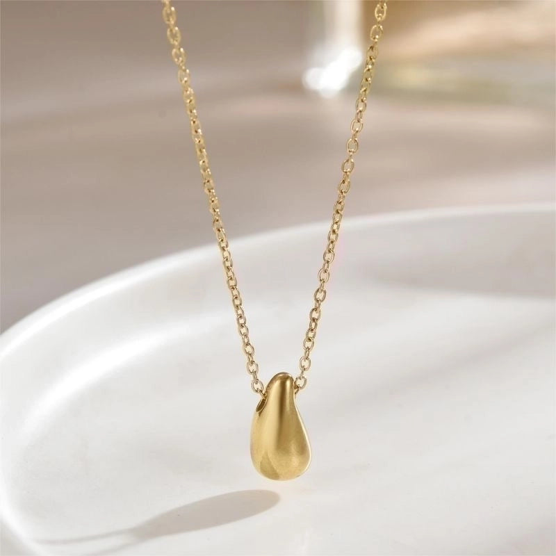 304 Stainless Steel 18K Gold Plated Vintage Style Plating Water Droplets Pendant Necklace