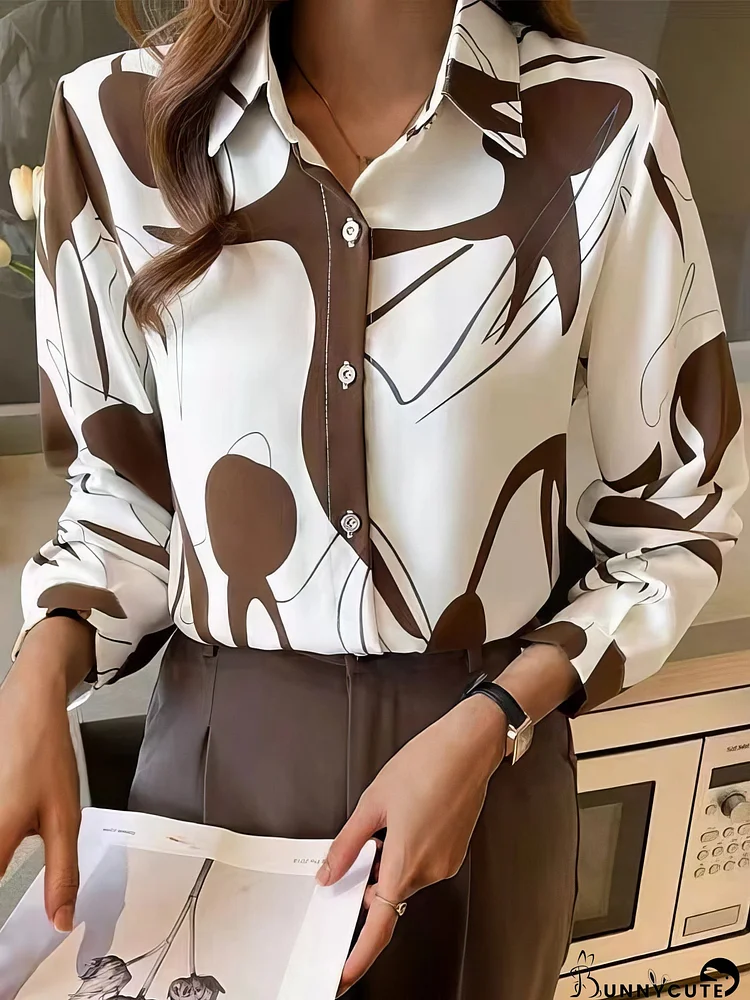 Women's Abstract Print Button-Up Blouse