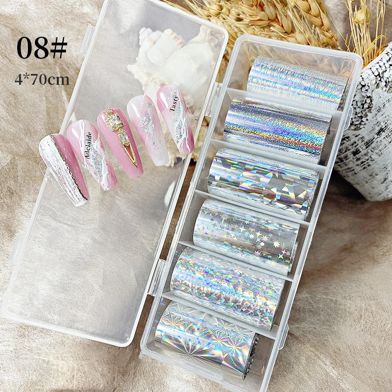 Nail Foils Flowers Nail Stickers Transfer Decals Sliders Christmas Halloween Print Nail Art Decorations DIY Tips Adhesive Wraps