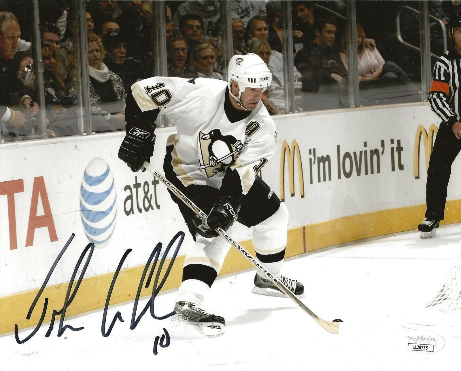 John LeClair signed Pittsburgh Penguins 8x10 Photo Poster painting autographed JSA