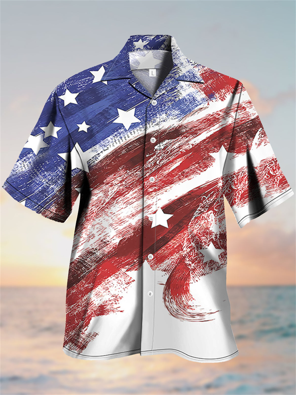 Men's American Flag Day Cuban Collar Hawaiian Shirt PLUSCLOTHESMAN