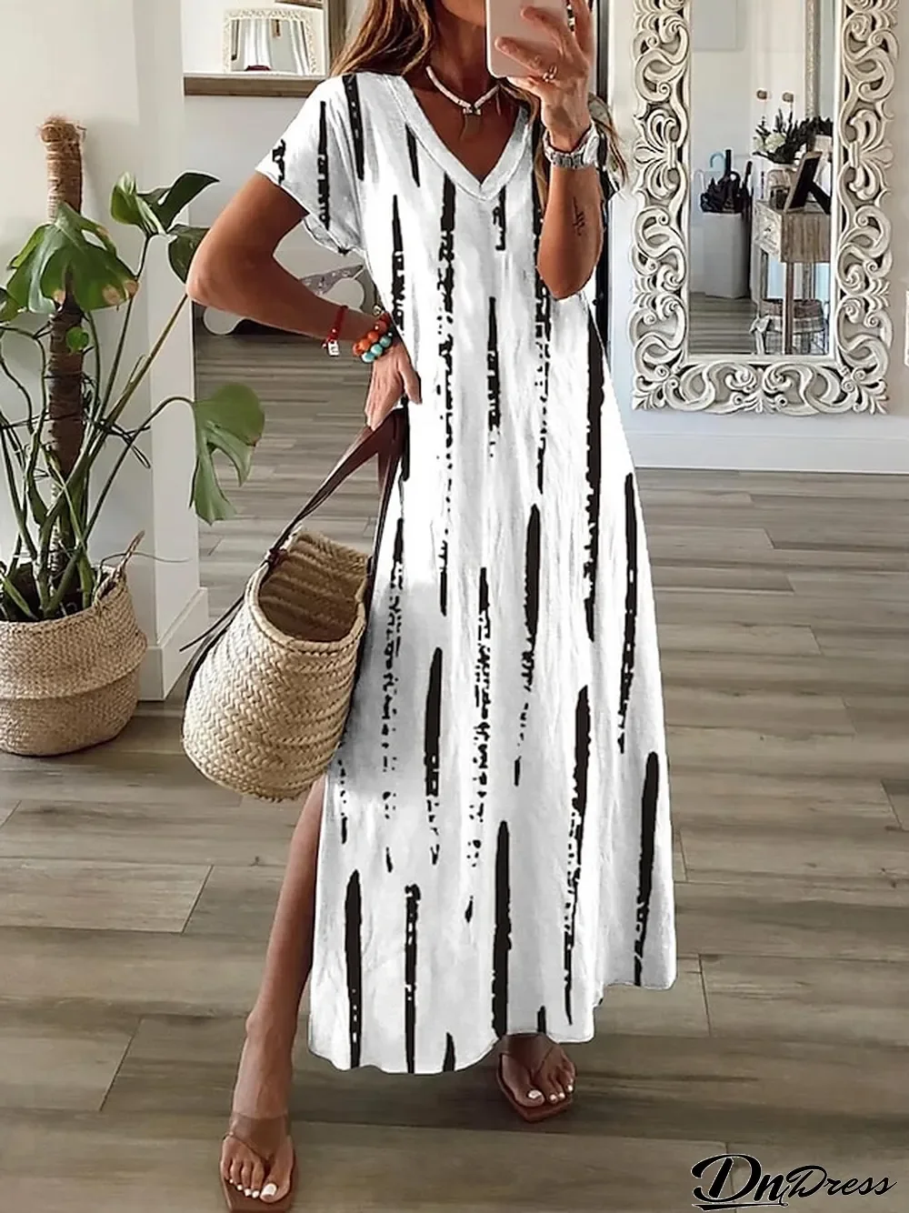Women's A Line Dress Floral Dress Floral Ditsy Floral Print Split V Neck Maxi long Dress Fashion Streetwear Outdoor Daily Short Sleeve Regular Fit Black White Burgundy Summer Spring S M L XL XXL