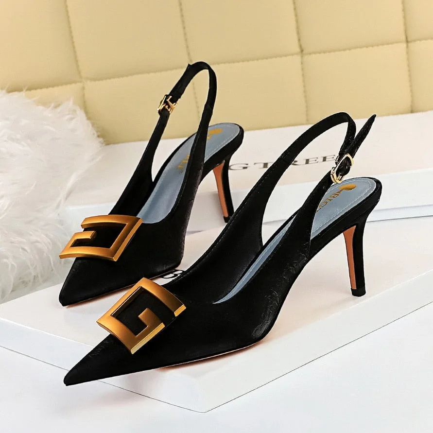 2021 Sexy Dress Women's Shoes High Heels Leather Pointed Toe Wedding Party Ladies Sandals Catwalk Thin Heels Fashion Woman Shoes