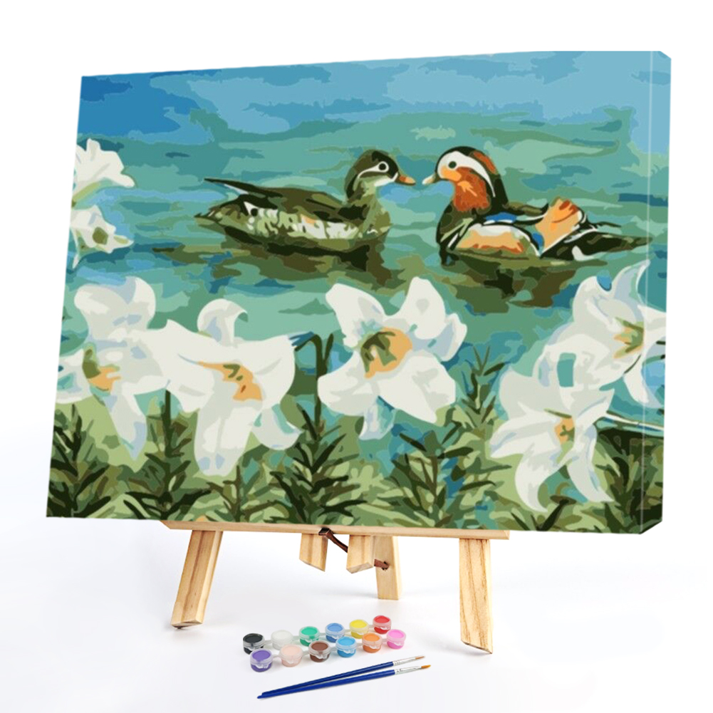 

40*50CM Paint By Numbers-Flower Mandarin Duck, 501 Original