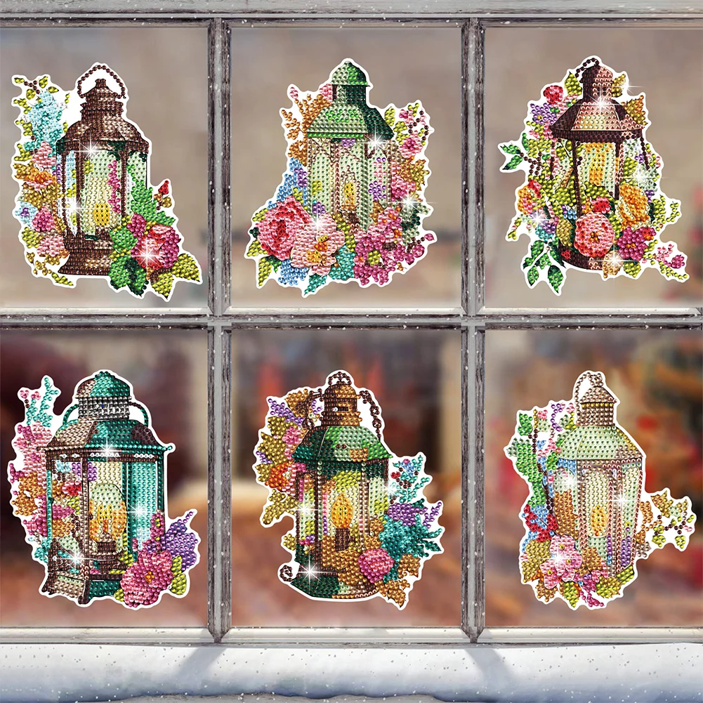 6pcs/a set DIY Flower Lamp Diamond Painting Sticker Gem Sticker for Boy Gift