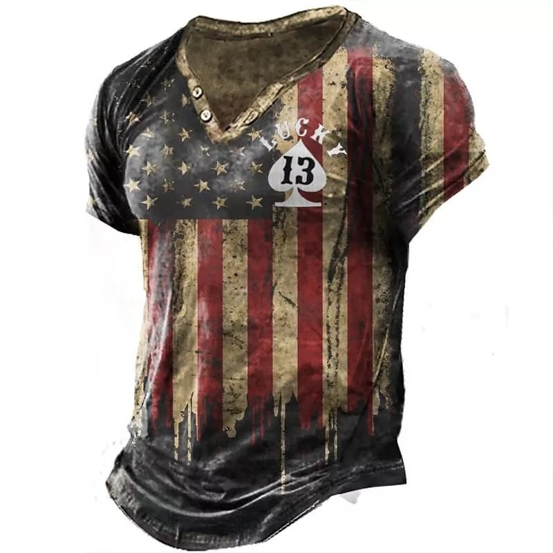 Men's 3D Print Graphic Prints National Flag V Neck Unisex T Shirt