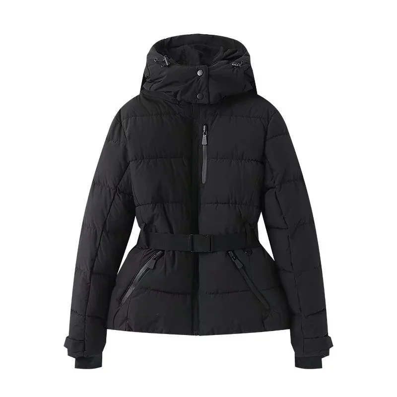 Nigikala Nigikala Women's Clothing Explosion With Belt Long-Sleeved Ski Cotton Jacket Jacket