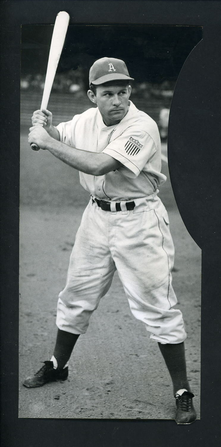 Ford Garrison batting stance circa 1944 Press Photo Poster painting Philadelphia Athletics