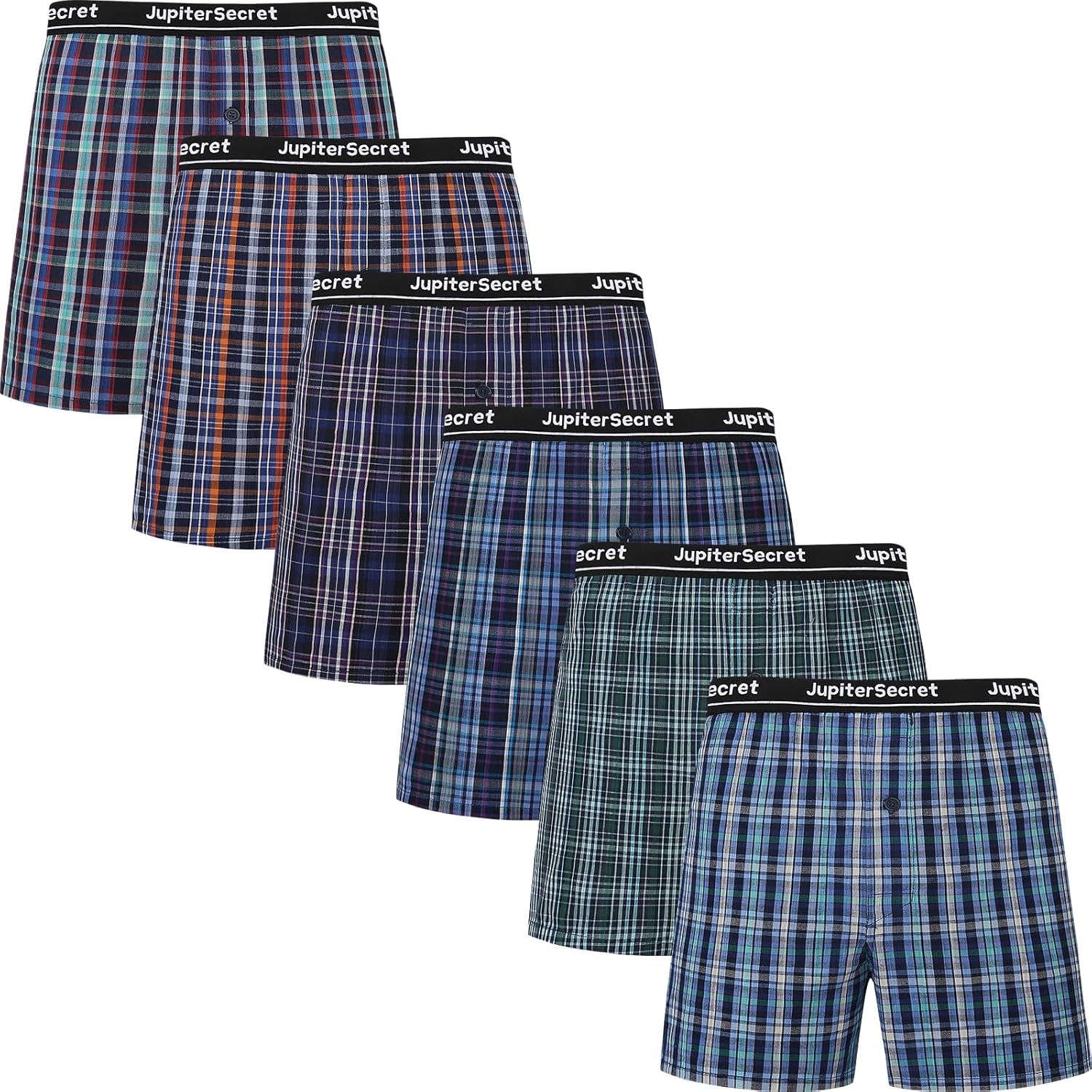 🎉JupiterSecret Men's Boxers Underwear 100% Cotton Woven Boxers for Men Pack Boxer Shorts Assorted Colors