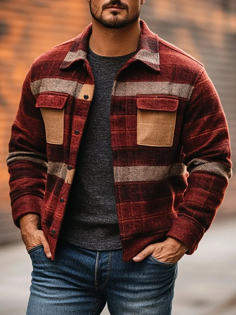 Men's Casual Stripe Long Sleeve Jacket