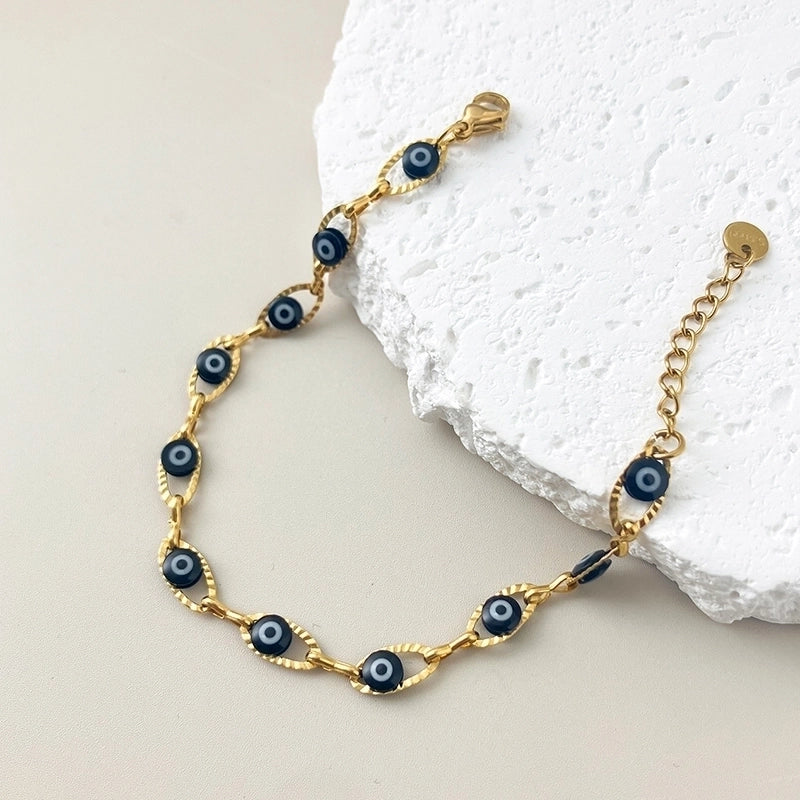 Vacation Devil’s Eye 304 Stainless Steel 14K Gold Plated Bracelets In Bulk