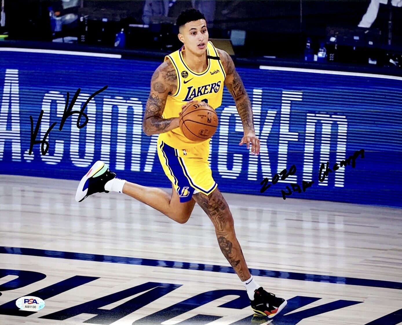 Kyle Kuzma Signed Lakers Basketball 11x14 Photo Poster painting PSA AI81130 w/ Inscription