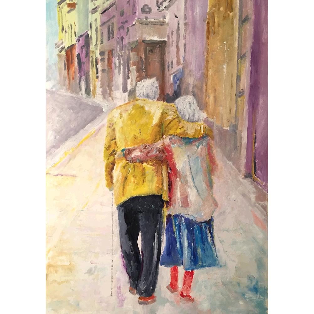 

30*40CM - Round Drill Diamond Painting - Older Couples, 501 Original