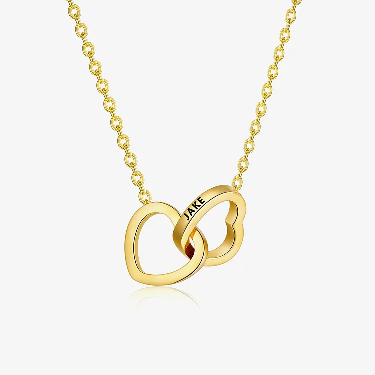 For Daughter - Custom Name Interlocking Double Hearts Necklace