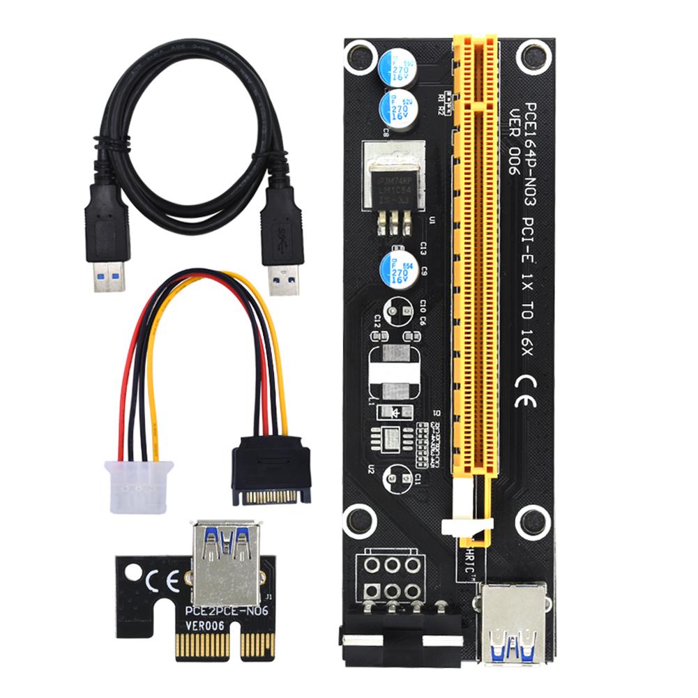 

PCIe Riser VER006 PCI-E 1x to 16x Adapter Extender 15-Pin to 4 Pin Power, 501 Original