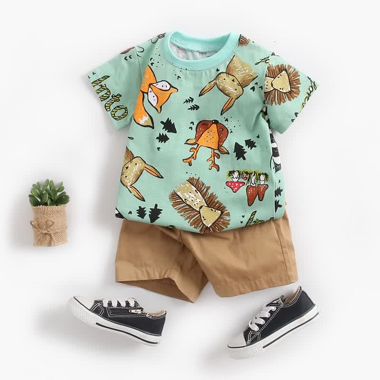 Baby Animal Crew Neck 2 Pieces Set