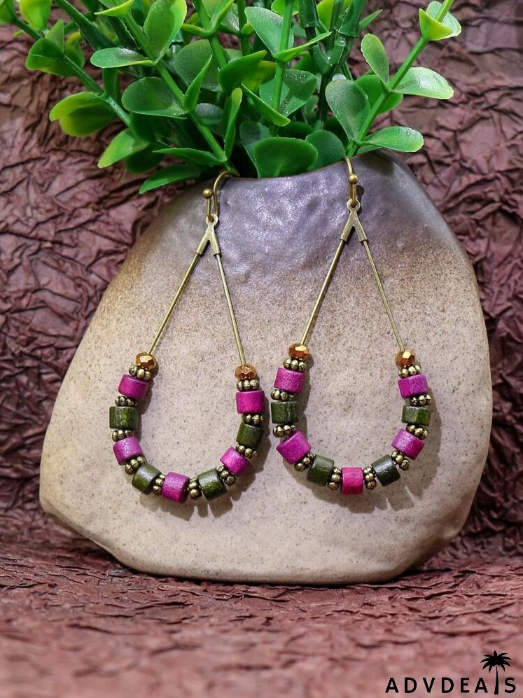 Beaded Water Drop Decor Drop Earrings