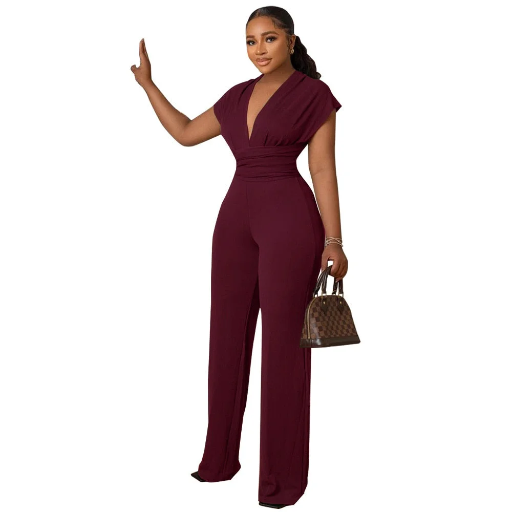 CM.YAYA Elegant Women Halter Neck High Waist Tunic Straight Jumpsuit 2022 Summer INS Sexy Night Party One Piece Overall Playsuit