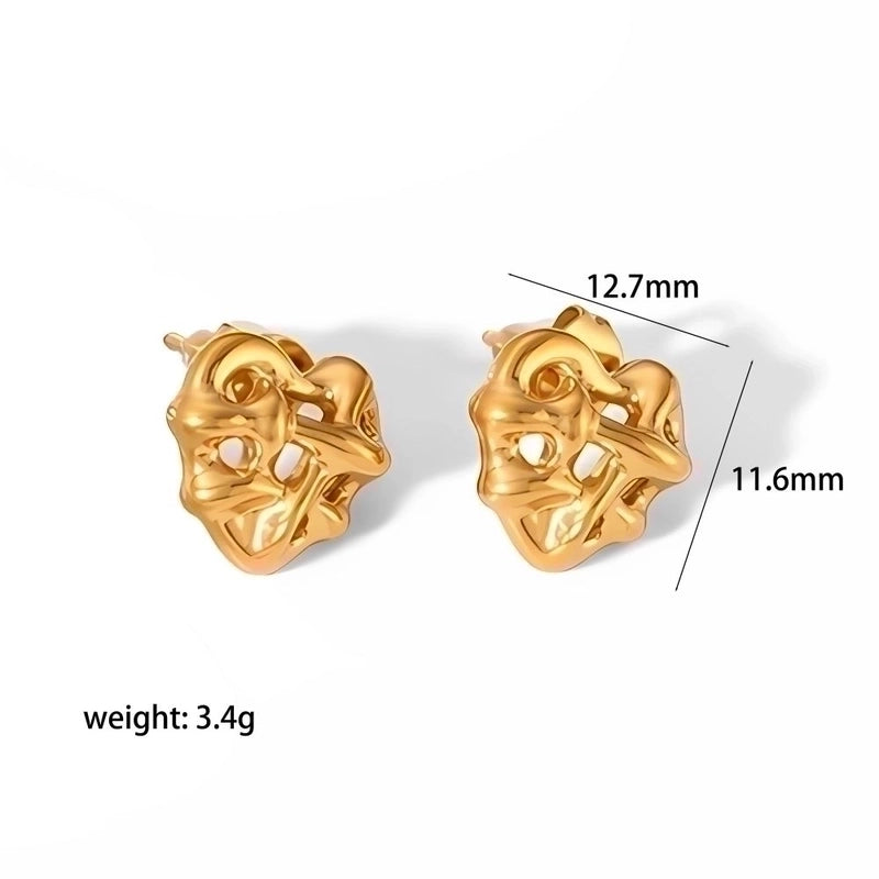 1 Pair Classic Style Heart Shape Polishing Plating 304 Stainless Steel Drop Earrings Ear Studs