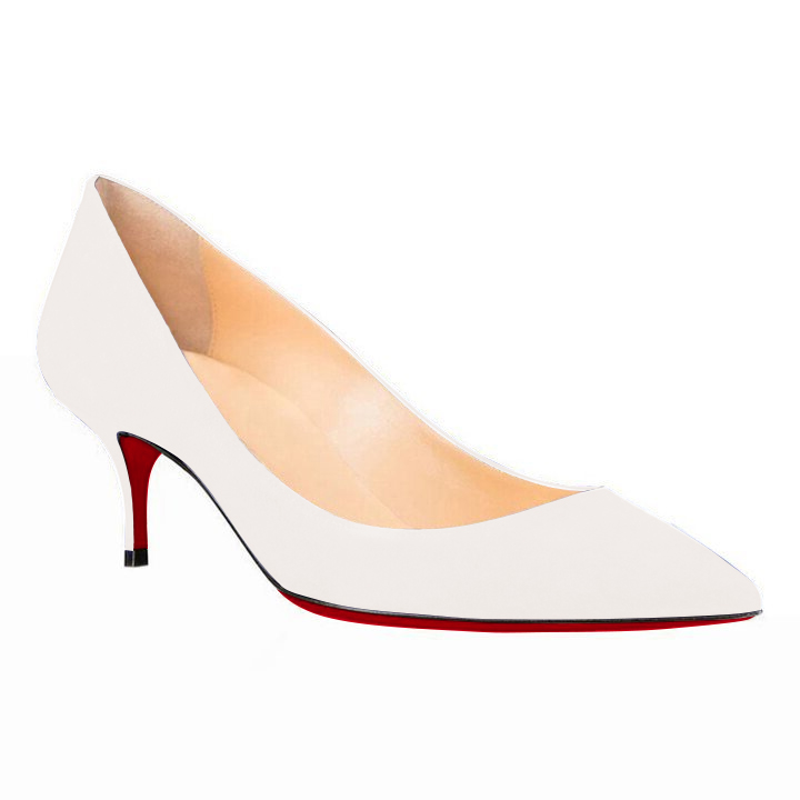 60mm Kitten Heels Pumps Summer Daily White Suede-vocosishoes