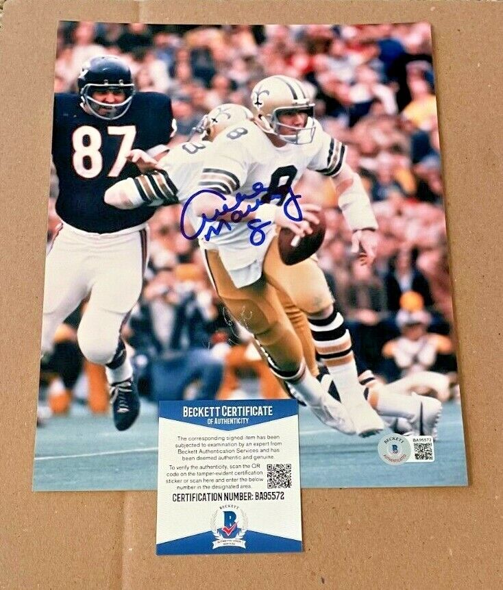 ARCHIE MANNING SIGNED NEW ORLEANS SAINTS 8X10 Photo Poster painting BECKETT CERTIFIED BAS #2